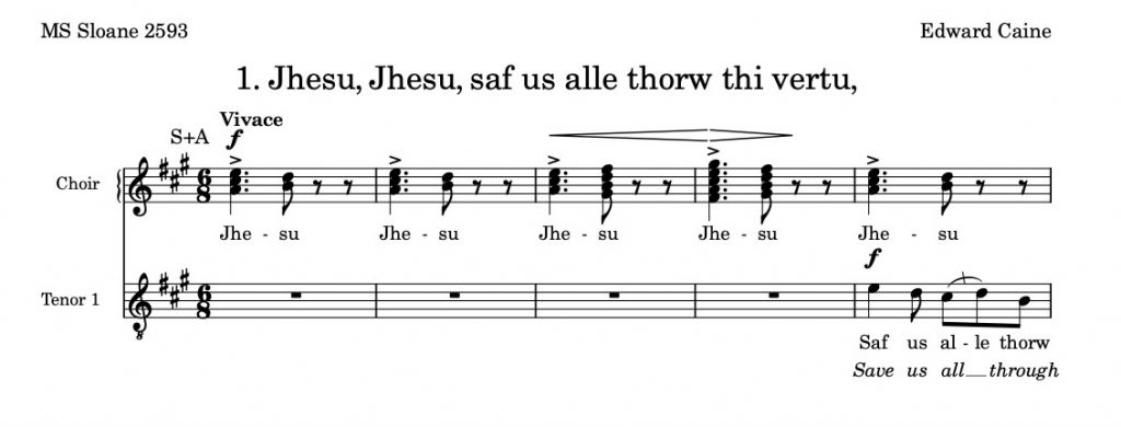 Jhesu, Jhesu, Saf us alle thorw thy vertu for SATB choir